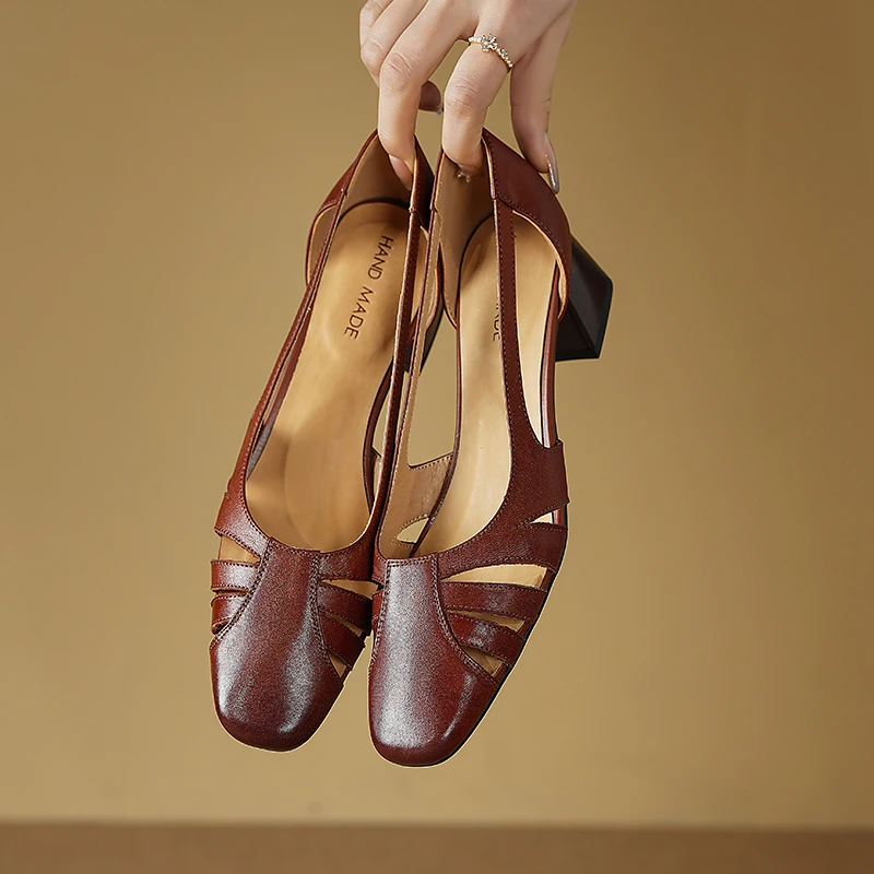 

Сандалии Heihaian Baotou, Новинка лета 2023, сандалии в гонконгском стиле ретро, обувь на толстом каблуке и квадратном каблуке, женские сандалии с вырезами, 33-42