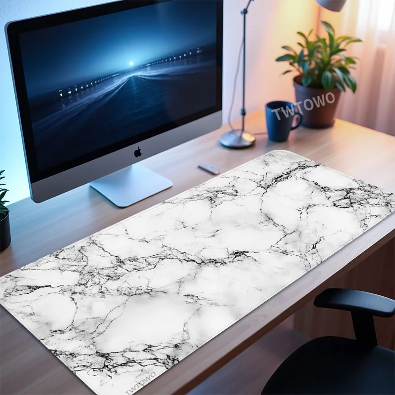 Коврик для мыши Gamer White Grey Marble printon demand HD Новый коврик XXL клавиатуры Офисный