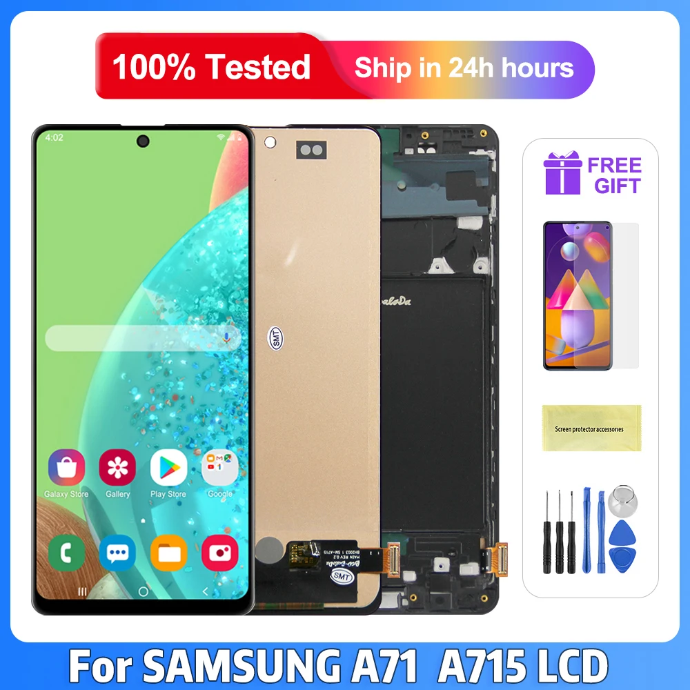 

ЖК-дисплей 6,7 дюйма для Samsung Galaxy A71, сенсорный экран с дигитайзером в сборе, Запчасти для Samsung A71 A715 A715F A715FD