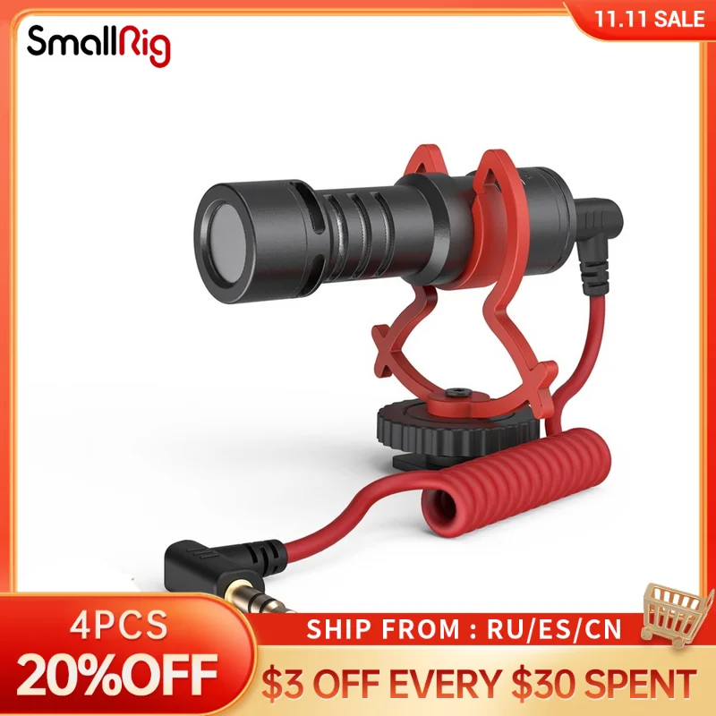 

Компактный микрофон SmallRig Simorr Wave S1 Lite для камеры, интеллектуальное снижение уровня шума, компактный портативный и легкий, 3452