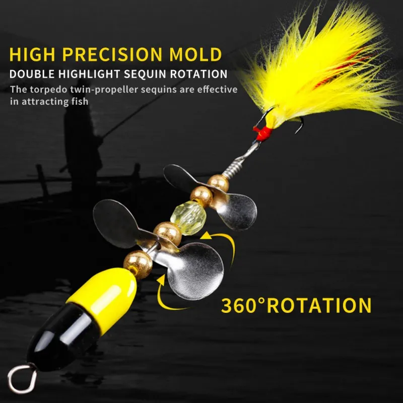 

1pcs Rotating Spinner Sequins Fishing Lure 9g/7cm Wobbler Bait With Feather Fishing Tackle For Bass Trout Perch Pike 낚시용품 낚시