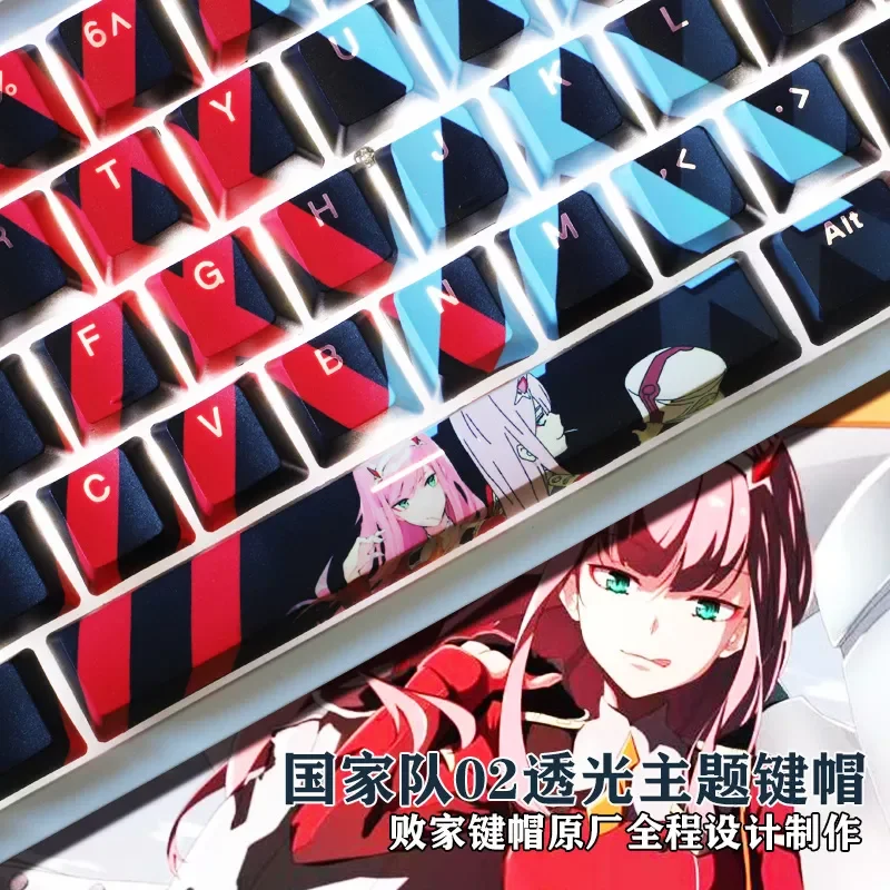 

1 Set PBT 5 Sides Dye Sublimation Keycaps Two Dimensional Anime Backlit Key Caps For 61 87 104 108 Layout Mechanical Keyboard