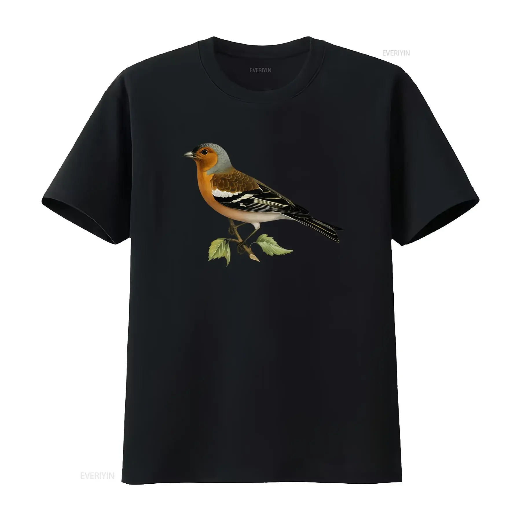 Фото Мужская футболка с рисунком птицы Chaffinch, винтажная, с эффектом потертости, мягкая, удобная, стильная, повседневная, дизайнерская одежда унисекс №1