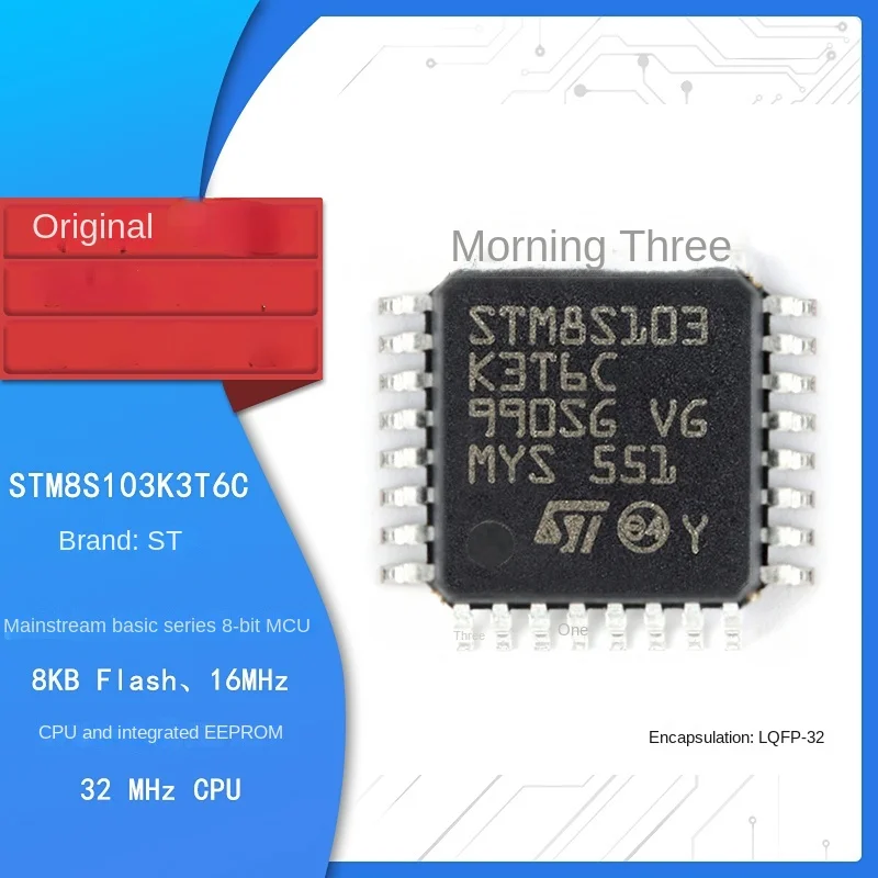 

Genuine STM8S103K3T6C LQFP-32 16MHz/8KB flash memory/8-bit microcontroller MCU
