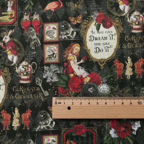 Хлопковая ткань fabcdiy с цифровой печатью в стиле ретро мультяшные мотивы 0.5 м