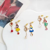beautiful fantasy fairy tale princess earrings children jewelry trend simple girls asymmetric earrings