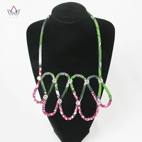 jewelry 2022 new design african ankara necklace for women with drill multistrand colorful african print textile jewelry wyb43