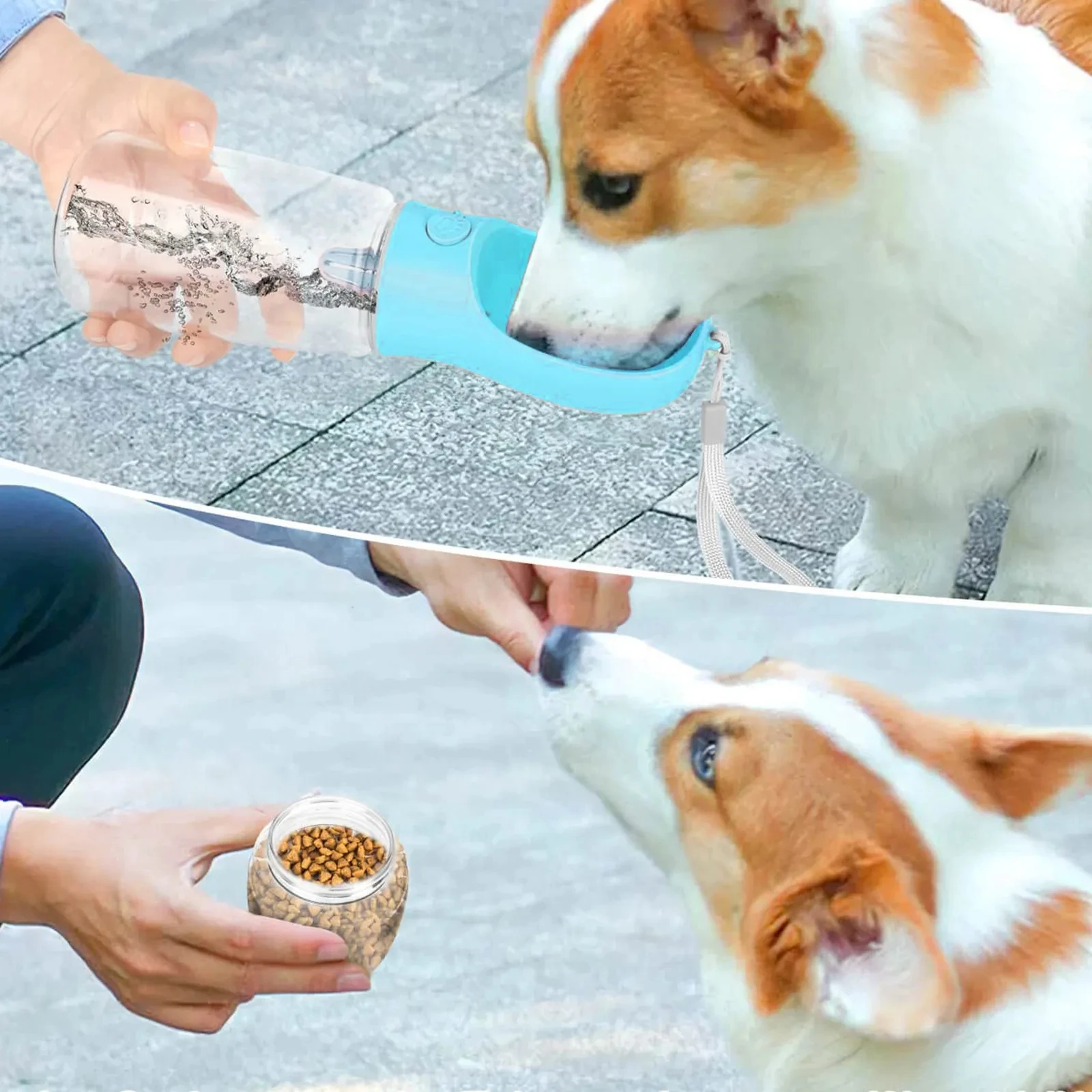 

Portable Dog Water Bottle with Storage Food Dog Gourd Container For Small Pup Pets Feeder Bowl Outdoor Travel Cat Drinking Bowls