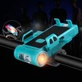 5 in 1 500lm bike light usb rechargeable power bank waterproof phone holder headlight with bike horn