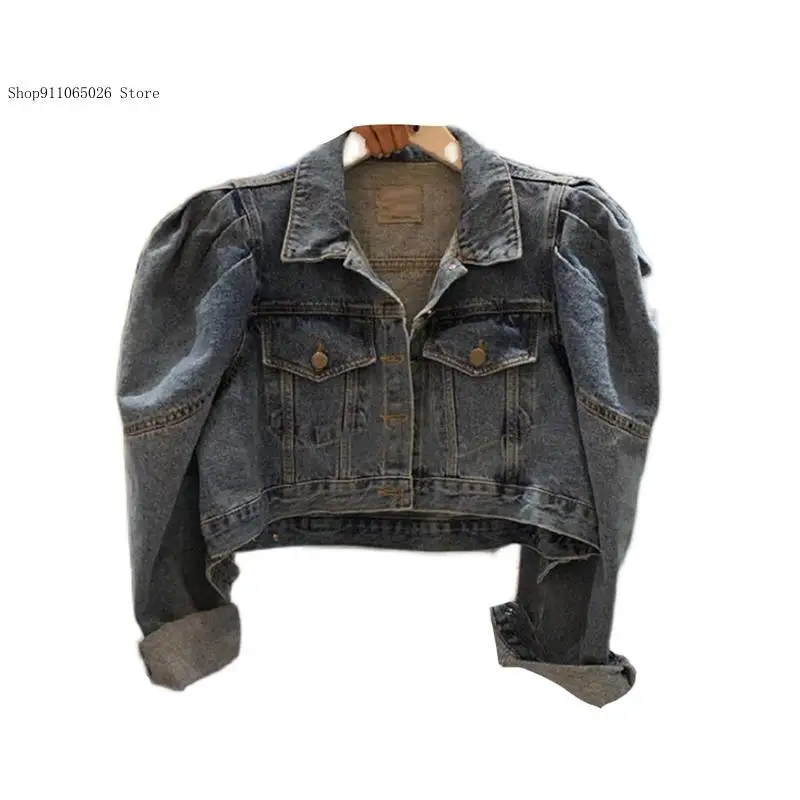 Женская свободная повседневная Осенняя короткая куртка с пушистыми рукавами и