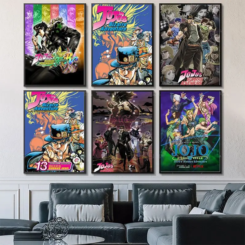 

Classic Anime JoJo's Bizarre DIY Sticky Poster Whitepaper Sticker DIY Room Bar Cafe Aesthetic Art Wall Painting