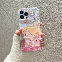 luxury fashion flowers glitter laser phone case for iphone 11 12 13 pro max x xs xr 7 8 plus painting soft shockproof back cover