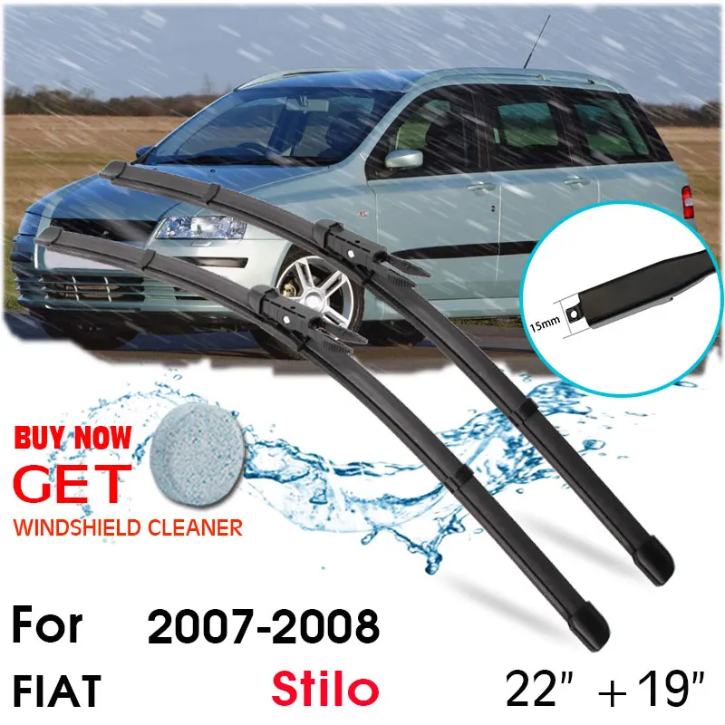 

Car Wiper Blade Front Window Windshield Rubber Silicon Refill Wiper For Fiat Stilo 2007-2008 LHD / RHD 22"+19" Car Accessories