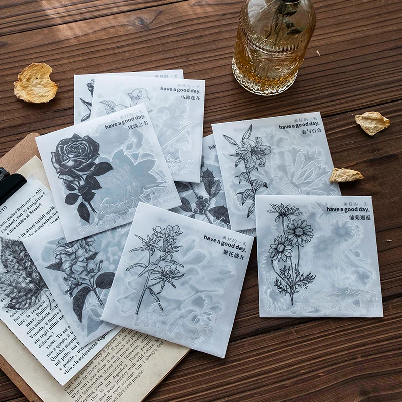 

8pakcs/LOT flower language is like a dream series stationery creative retro decoration DIY sulfuric acid paper sticker