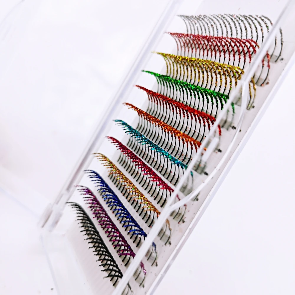 S Fashion Glitter Eyelash Extensions Shiny Colorful False Eyelash Individual Lashes Cluters For Halloween Party Makeup