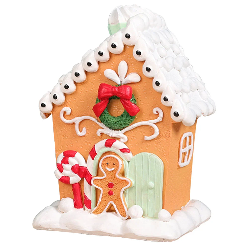 

Christmas Small House Decoration Resin Xmas Mini Table Decorations Miniature Gingerbread Ornament Dining Centerpiece