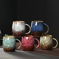 500ml retro ceramic mug kiln glazed large capacity coffee mug chinese ceramic tea cup gradient ceramic birthday gift