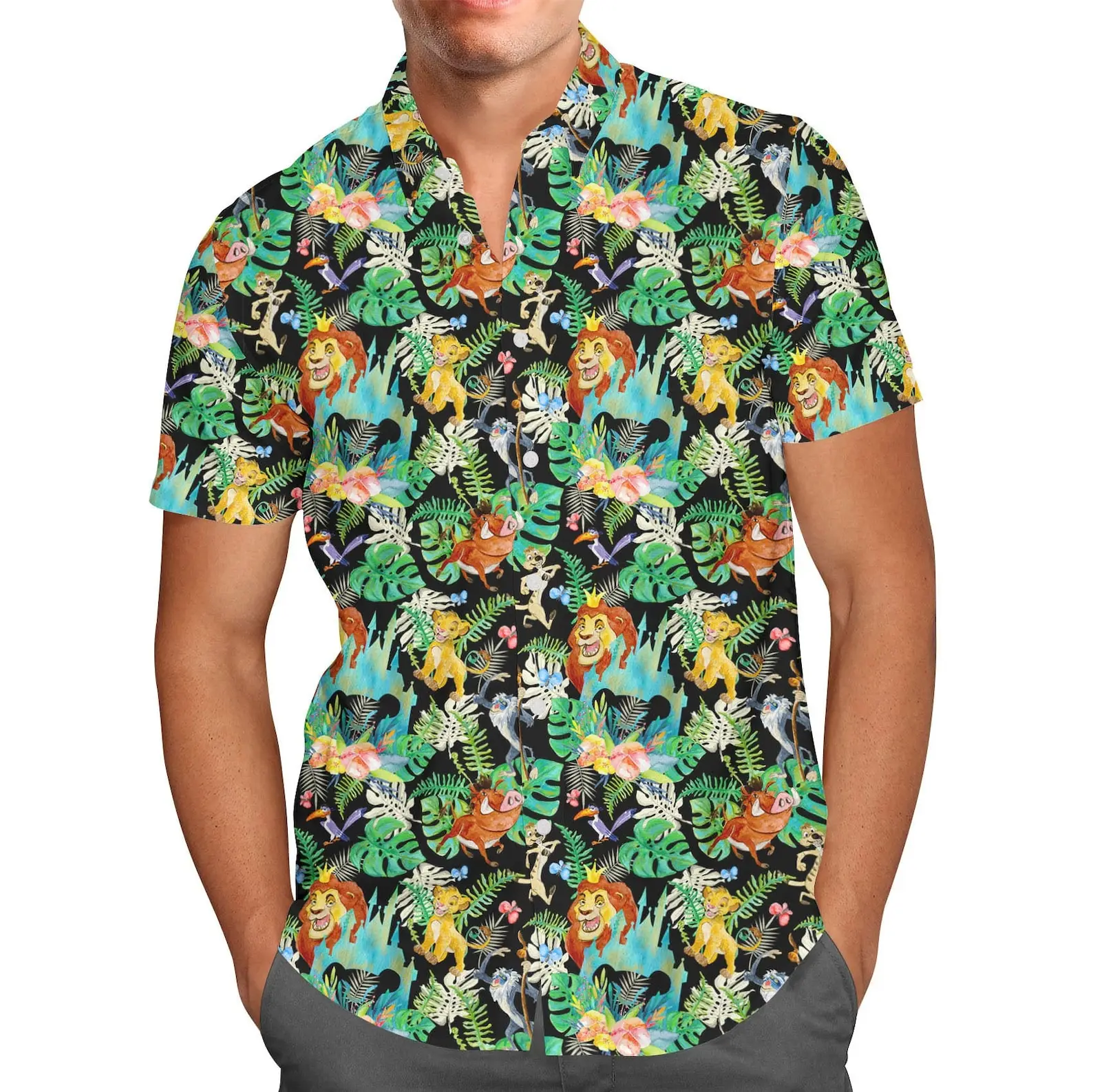 

Watercolor Lion King Simba Jungle Hawaiian Shirt Men Women Short Sleeve Button Up Shirt Disney Simba Hawaiian Shirt Beach Shirt