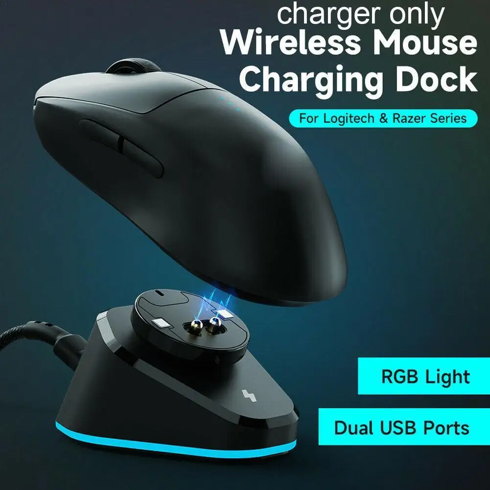 

Wireless Mouse Charger for Logitech G Pro X Superlight G502 Lightspeed Razer DeathAdder V2 Naga Pro Viper Basilisk Ultimate Dock