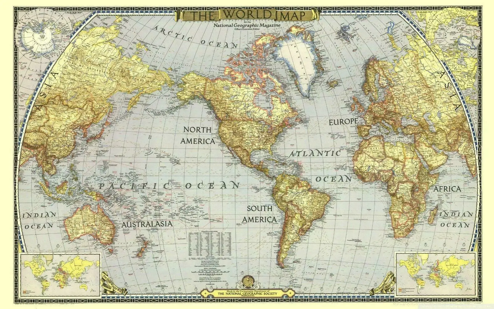 

World Map Continents Giant Art Picture Print Silk Poster Home Wall Decor