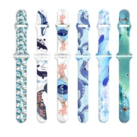 dolphin printing strap for apple watch band 45mm 41mm 44mm 40mm silicone wristband 38mm 42mm bracelet iwatch series 7 6 5 4 3 se
