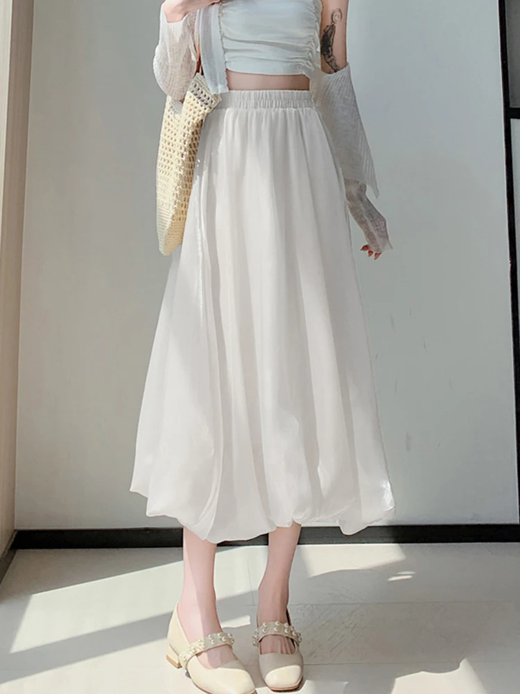 Юбка-макси Женская трапециевидная с завышенной талией элегантная повседневная