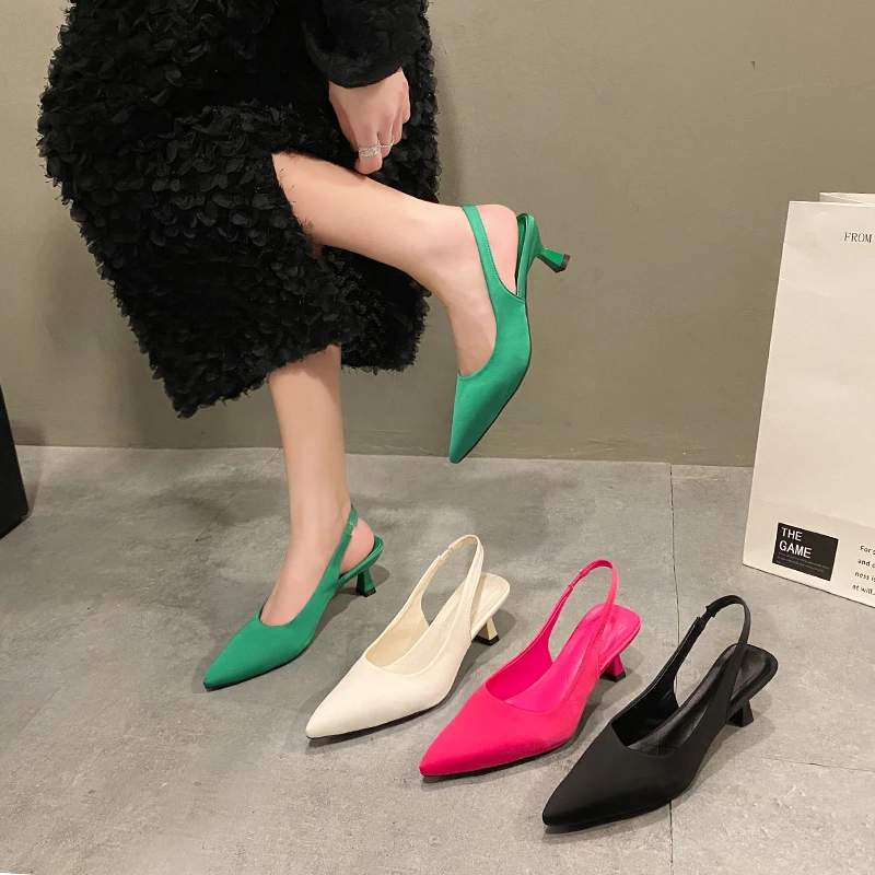 

Comfort Shoes for Women 2023 Sandals Stiletto Heels Summer Suit Female Purple Large Size New Girls Low Pointed High Black Big