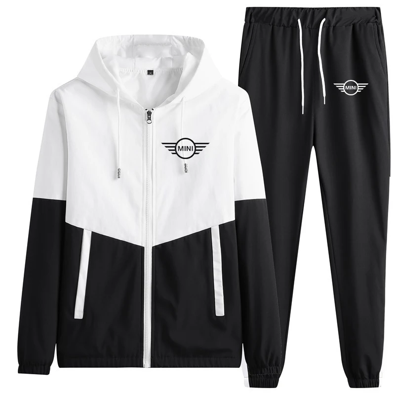 

2022 new spring and autumn men's casual sportswear hooded cardigan jacket two-piece men's fashion patchwork sportswear streetwea