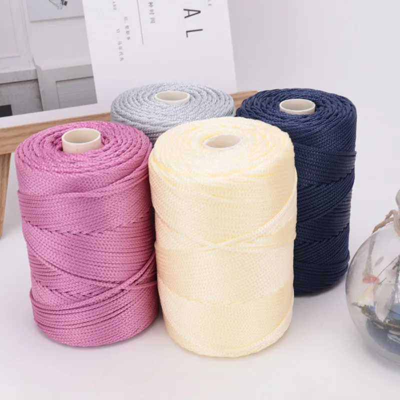 

1pcs 200M of Light Viscose Ice Rope Yarn DIY Summer Sun Hat Hand Woven Hook Cushion Hollow Bright Silk Medium Thick Wool Yarn