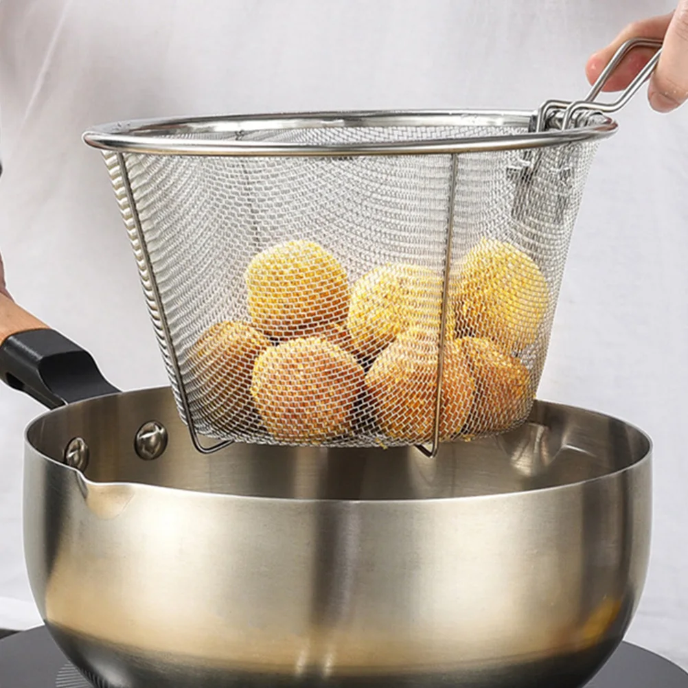 

Stainless Steel Frying Basket Practical Folding Fried Basket Strainer kitchen tools french fries cooking frying basket strainer