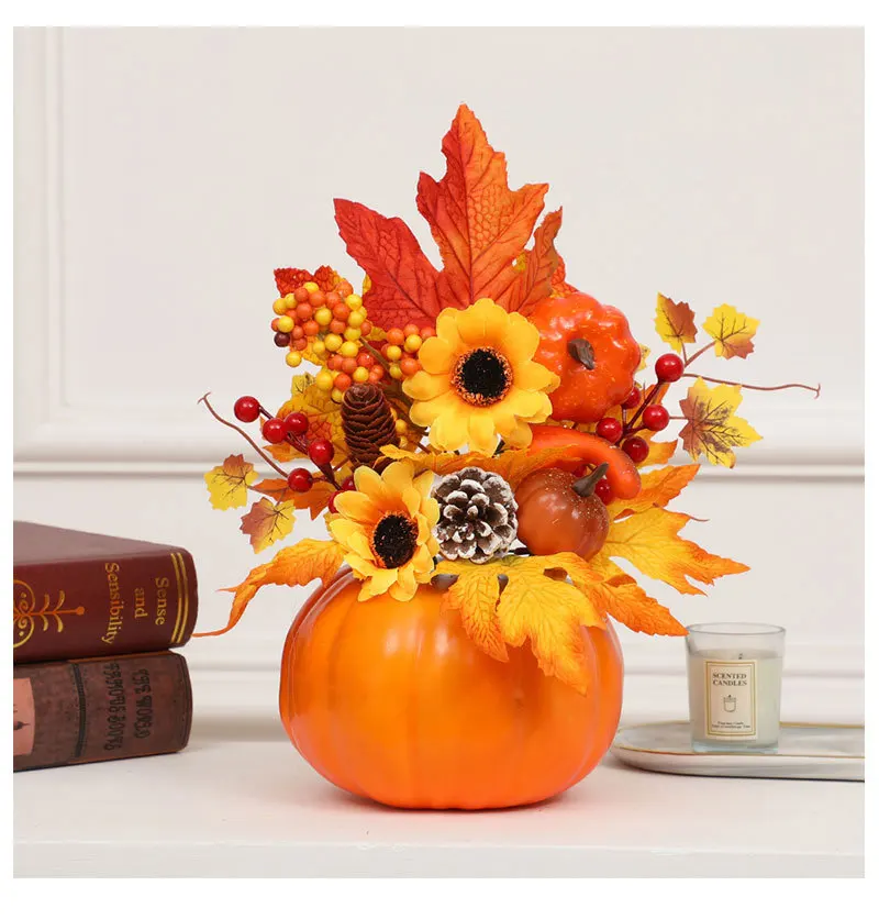 Украшение для стола на Хэллоуин украшение с имитацией тыквы и кленовых листьев