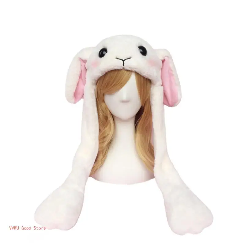 

Забавный Jumping BunnyHat Плюшевая шапка в виде животного с подвижными ушами для детей и взрослых, костюм для косплея, шляпа,