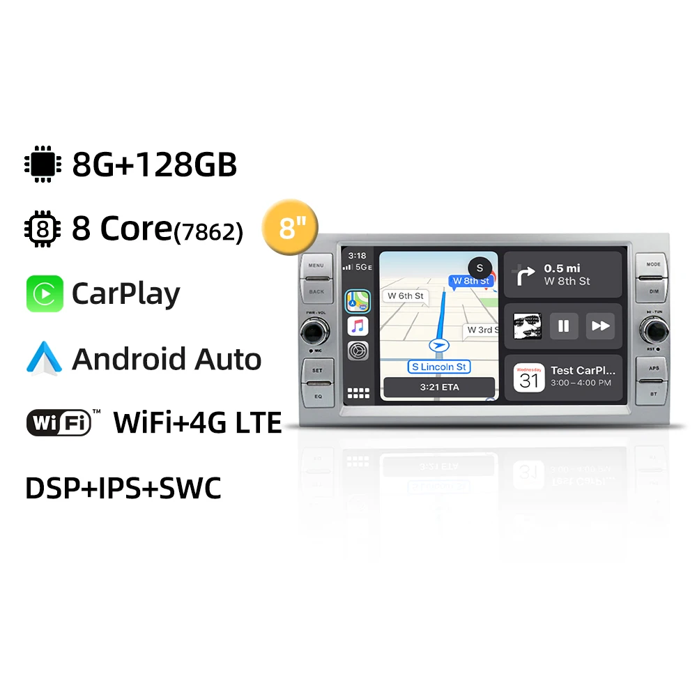 

CarPlay Android 14.0 GPS-навигация 4G WiFi Bluetooth DSP RDS Автомобильный радиоприемник для Ford Fusion Focus Mondeo Kuga Автомобильный мультимедийный плеер