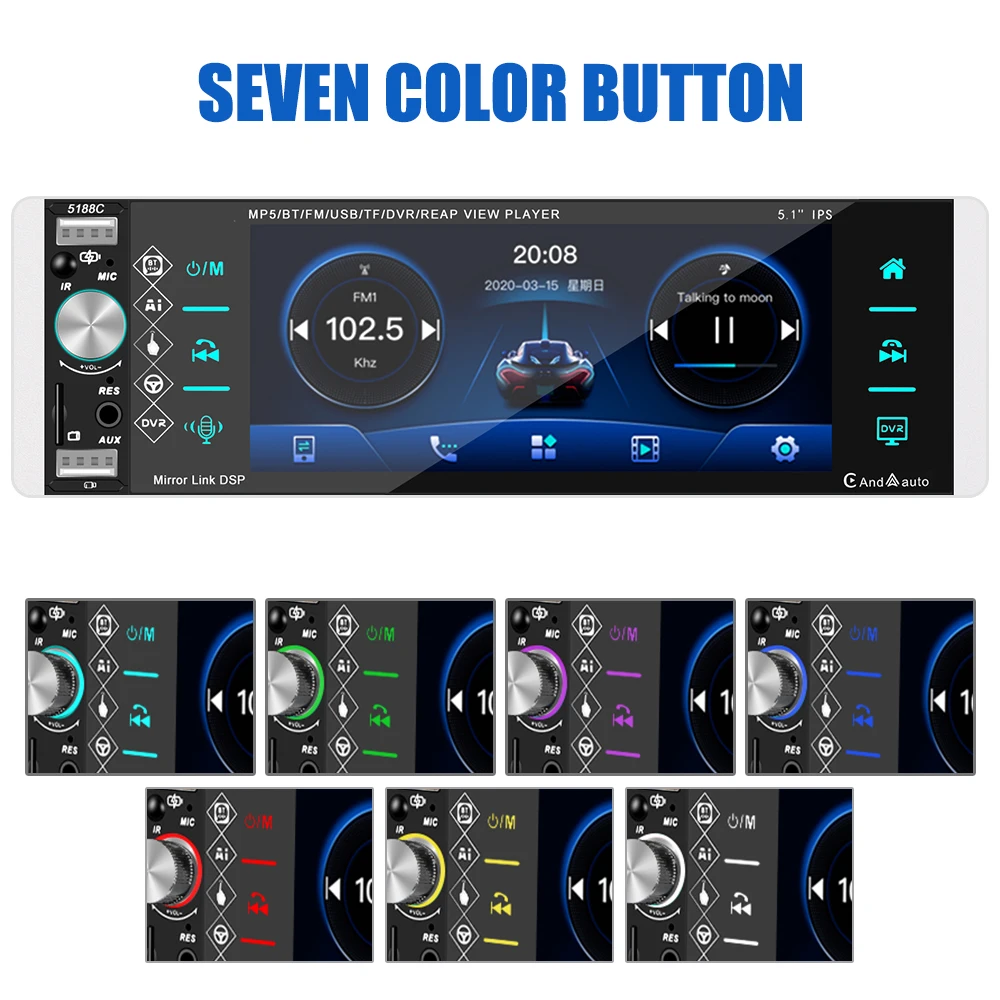 bluetooth 4 2 mp3 mp5 player smart ai voice assistant 1 din 4 usb car radio 5 1 inche touch screen stereo receiver free global shipping