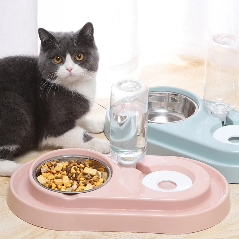 

Миска для домашних животных, автоматический питьевой фонтан 2-в-1, миска для еды собак и кошек, поилка с фонтаном, двойная миска для собак и ко...