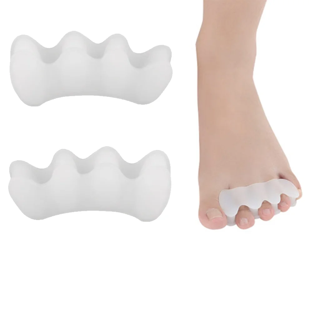 

1 Pair Gel Toe Corrector of Toe Spacers Bunion Relief Toe Separators Straightener Corrector for Hallux Valgus (White)