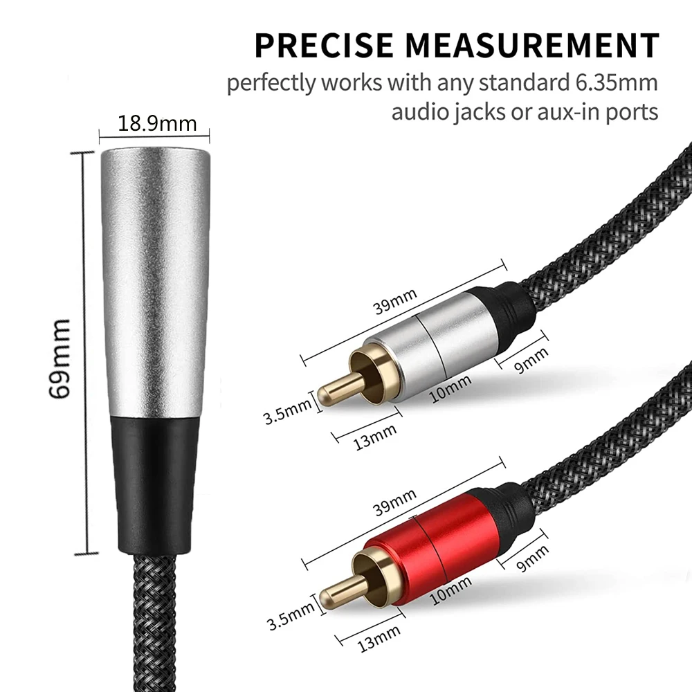 XLR 3-контактный разъем «папагнездо» на 2RCA Y-разветвитель Кабель-адаптер Небалансированный XLR «мама» на 2 RCAфоноразъема Стереоаудио соединительный шнур (art.: 3920cd74a693f) - 3920cd74a693f