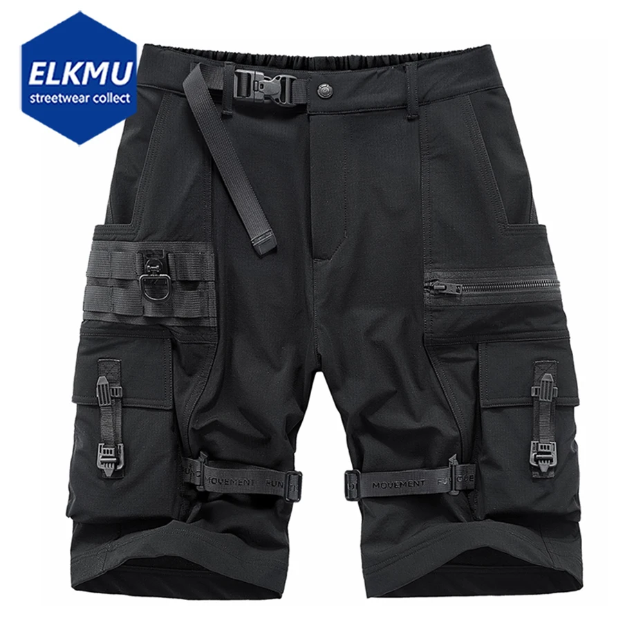 Techwear Military Cargo Shorts Men 2022 Summer Hip Hop Streetwear Shorts Button Pockets Design Harajuku Shorts Pants Trousers