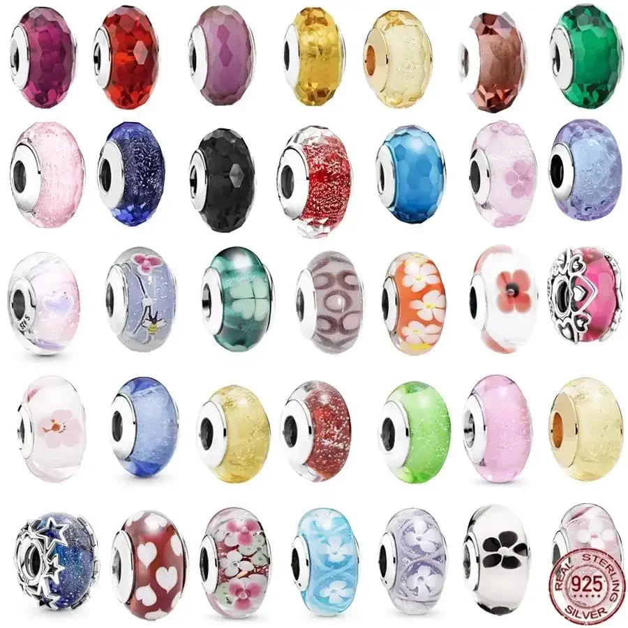 НОВЫЙ Очарование из стерлингового серебра 925 пробы муранского стекла с розовым