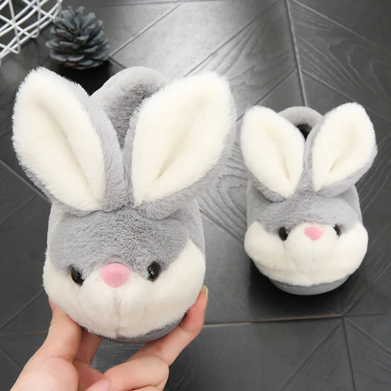 

2023 new, trendy, cute, children's plush one-piece rabbit shoes
