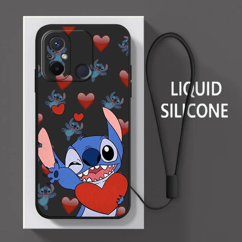 

Lilo Stitch Cartoon For Xiaomi Redmi 12C 11 Prime A1 10 10X 9 9A 9T 9AT 8 8A 7 6 Pro 4G 5G Liquid Rope Phone Case Coque Capa