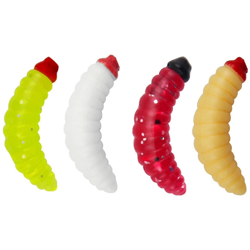 

50pcs/lot Fishing Lure Worm Maggot Grub Soft Bait Silicone Artificial Bait Earthworm Baits For Bass Carp Fishing