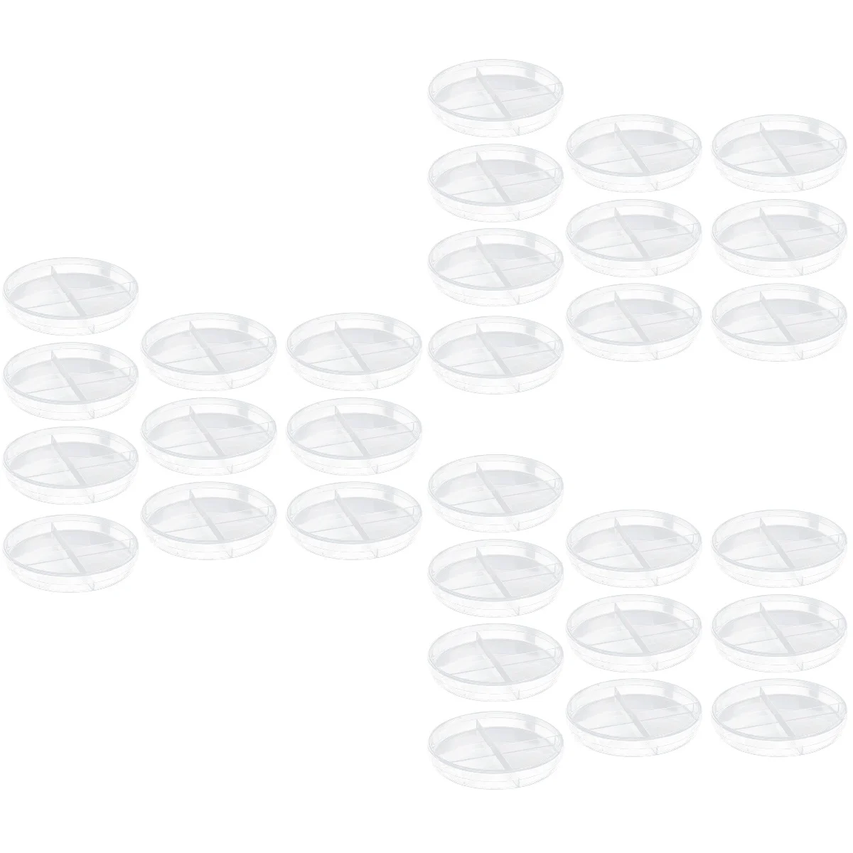 

30 Pcs Glass Lid Cell Culture Dish Teaching Aid Four Compartments Petri Transparent Design Plate Scientific