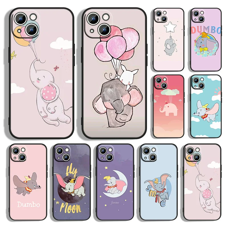 

Dumbo Flying Elephant Style Phone Case For Apple iPhone 14 13 12 11 XS XR X 8 7 6 6S 5 5S SE Pro Max Plus mini Black Cover