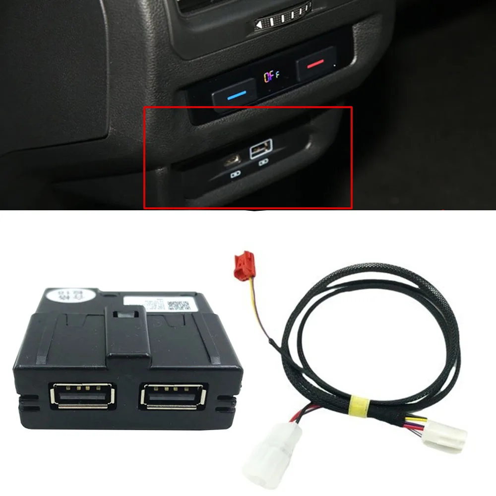 

Car Armerst Dual USB Adapter With Cable Rear Seat USB Socket Charger Wiring Harness For Tiguan 2 MK2 Teramont Octavia Superb