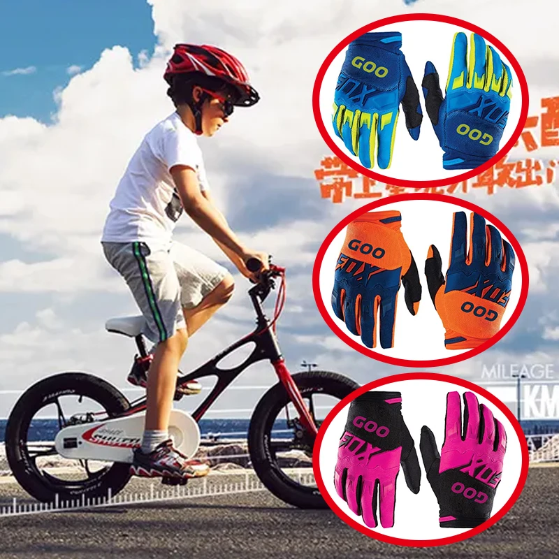 

6-13 Years Old Kids Full Finger Cycling Gloves Skate Sports Riding Road Mountain Bike Gloves for Children Boys and Girls Sports