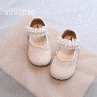wedding party white lace shoes for baby girls 2022 new breathable summer ballet flats kids cute pearl mary janes chaussures