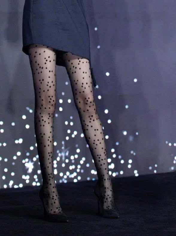 Тот же тип черных чулок с принтом звезд и буквами сексуальные ультратонкие