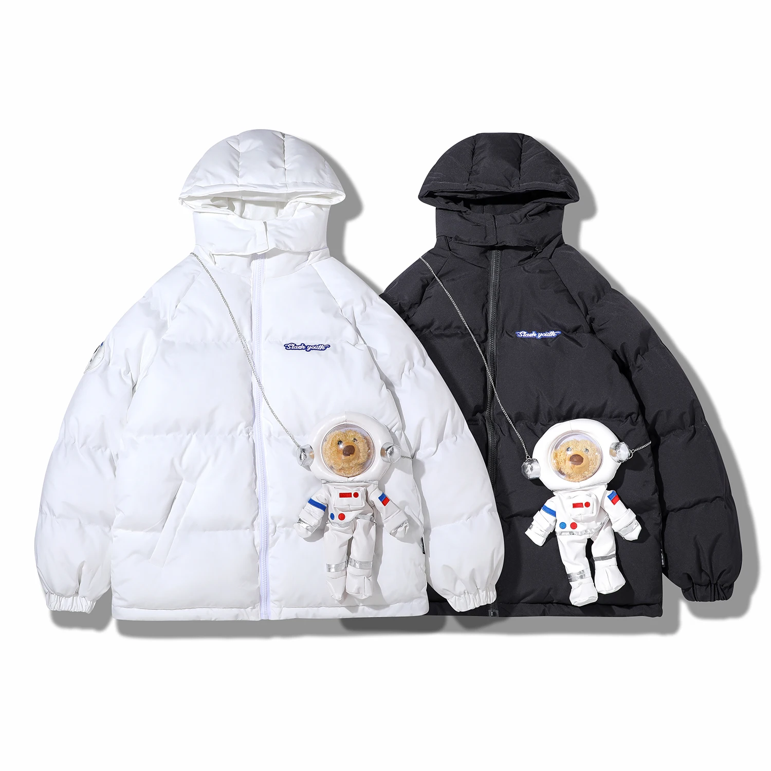 2022 Winter American Men Hip Hop Reversible Jacket Parka Astronaut Cotton Coat Men's and Women's Thickened Bread Coat Cotton