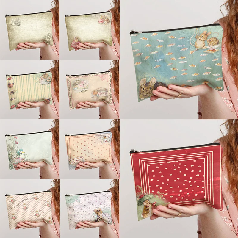 

Alice in Wonderland Pattern Fashion Cosmetic Bag Women Canvas Cosmetic Bag Cosmetic Organizer Travel Colorful Organizer